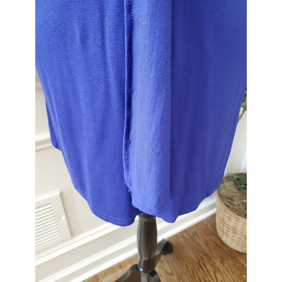 Romantic Hut Women's Solid Blue Polyester V-Neck Long Sleeve Knee Length Dress M - Picture 3 of 11